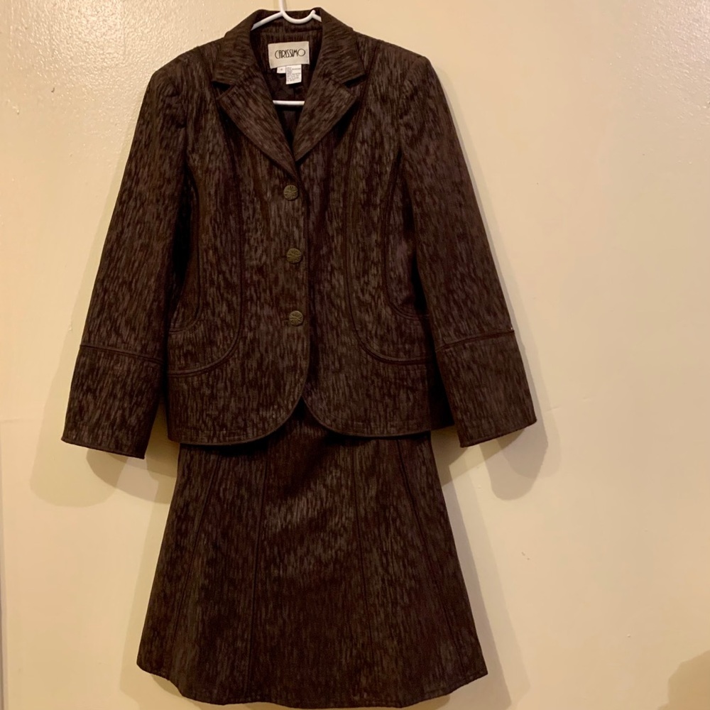 Dark Brown Suede 2 Piece Suit